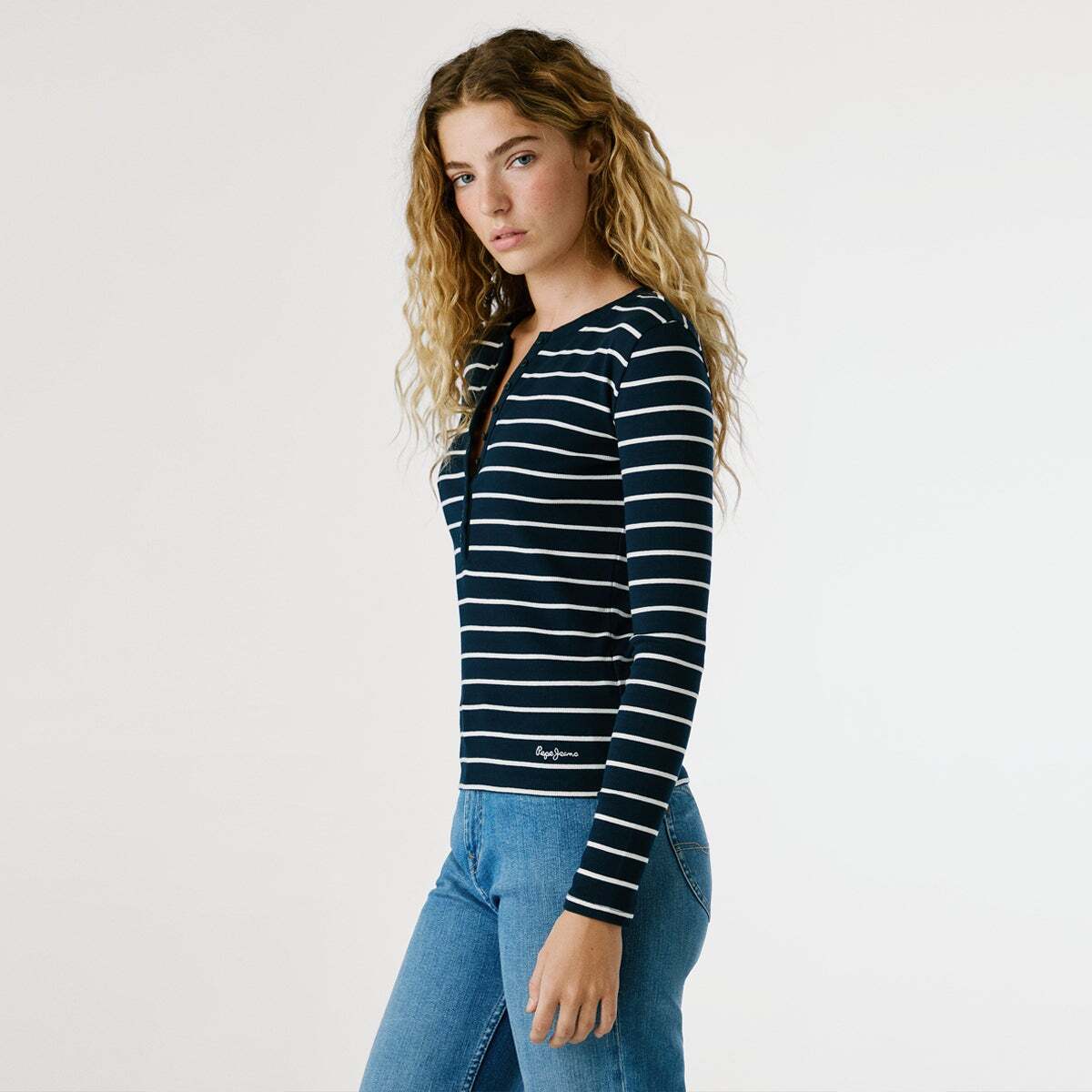 T-Shirt Côtelé À Rayures bleu, PEPE JEANS