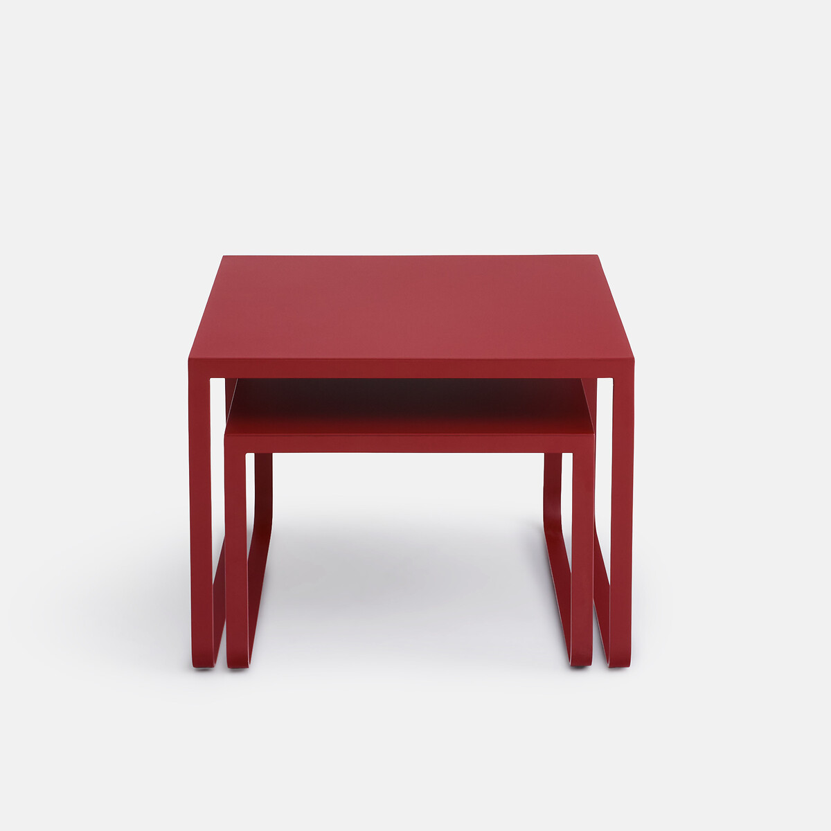 Lot de 2 tables basses gigognes, en métal acier, BATHI bordeaux, LA REDOUTE INTERIEURS