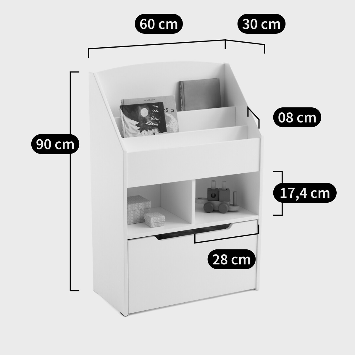 Opbergrek/ boekenkast, Diny wit, LA REDOUTE INTERIEURS