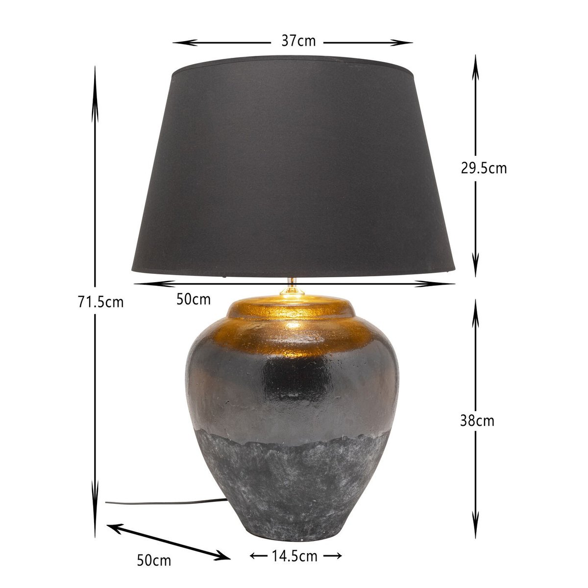 Lampe en terre cuite et coton, LUMA bleu, KARE DESIGN