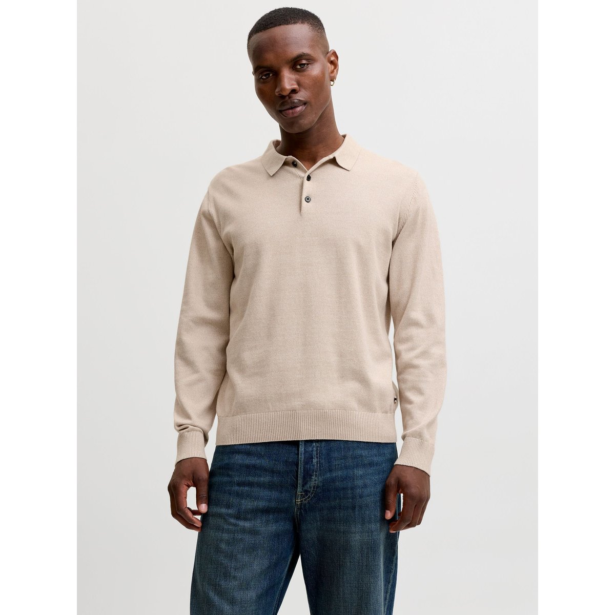 Polo Tricoté grise - moonbeam, JACK & JONES