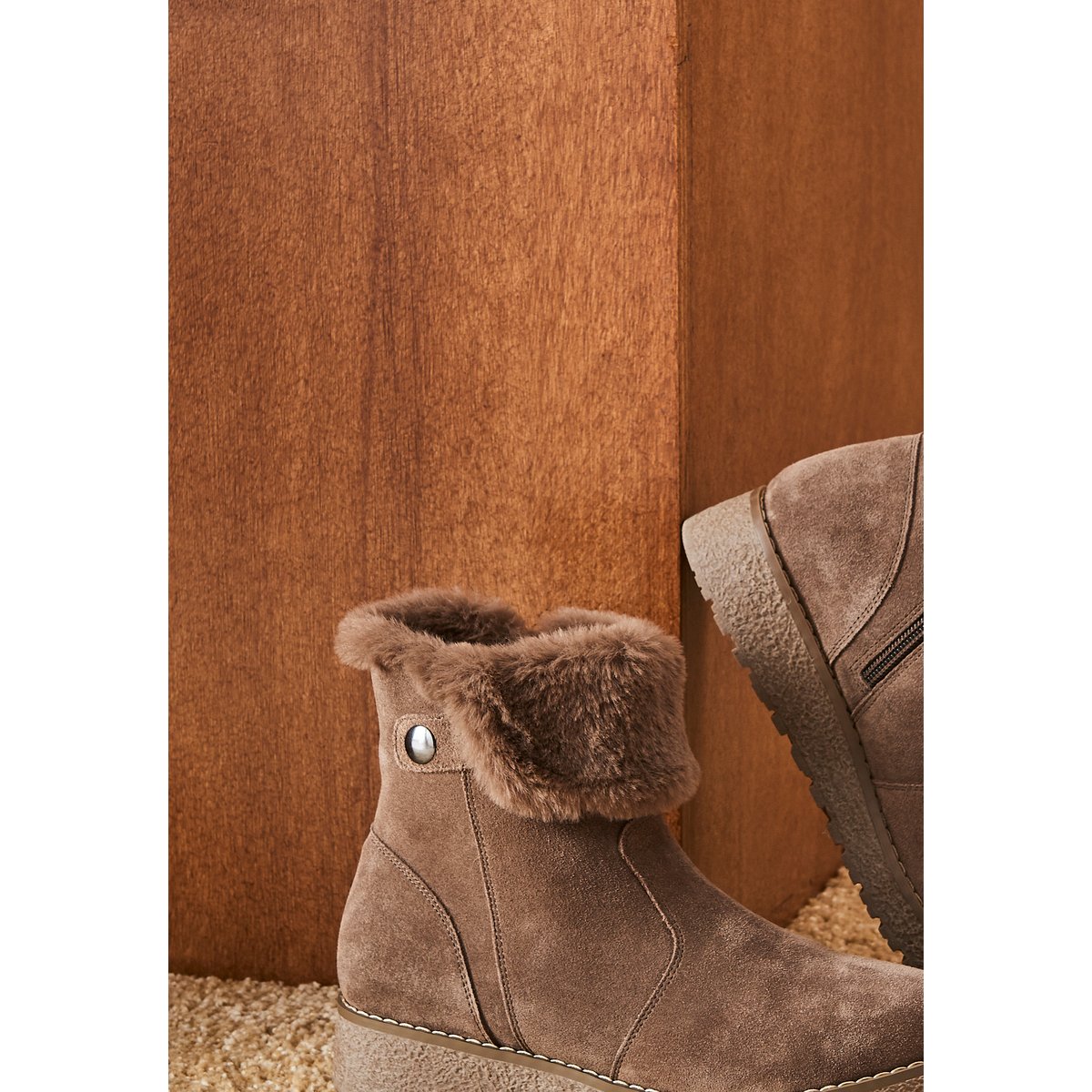 Boots fourrées Thermolactyl marron taupe, DAMART