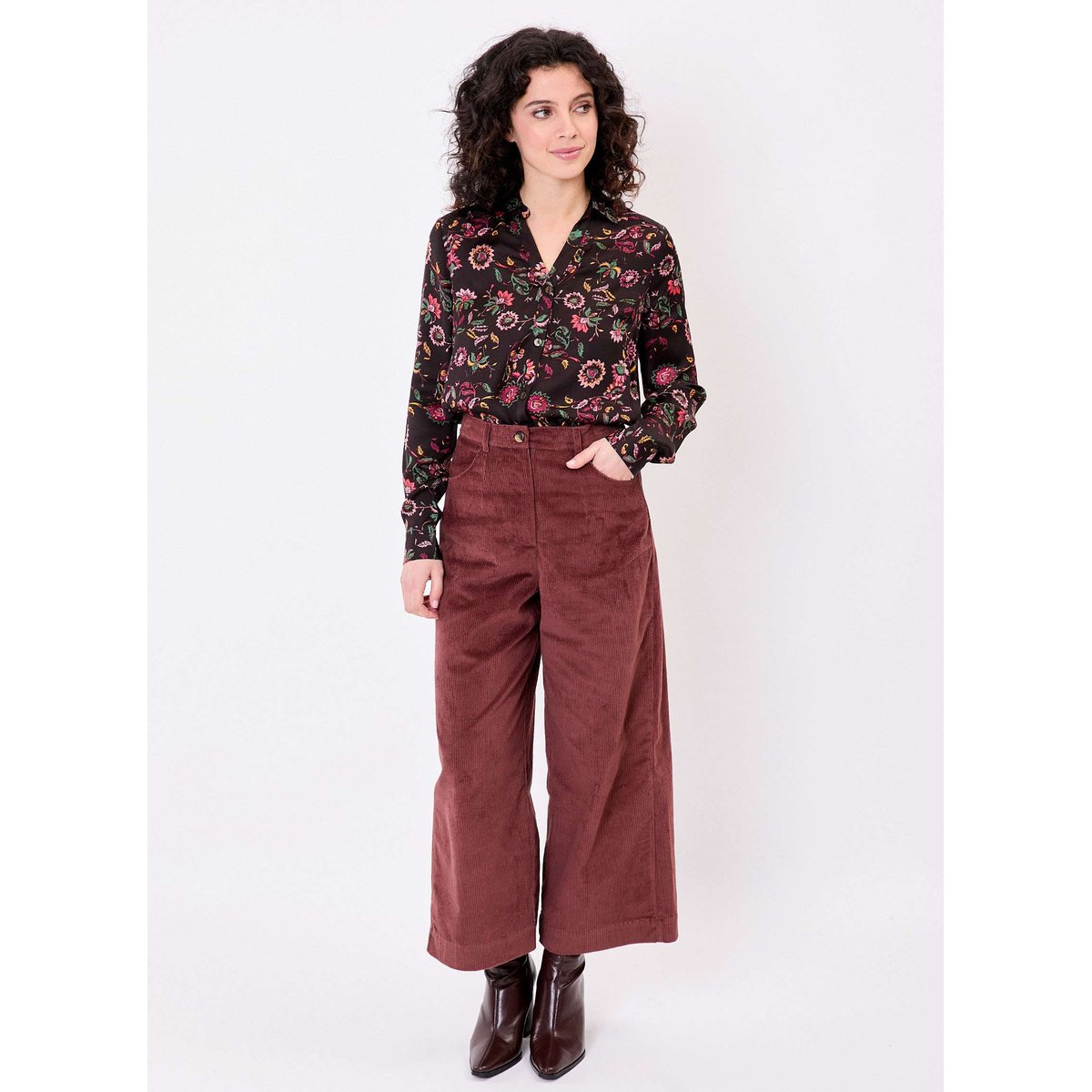Chemise droite satinée REY noir nokomi, LA FIANCÉE