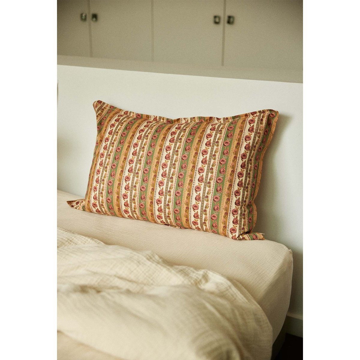 Taie d'oreiller en coton, FLORES vert olive, GABRIELLE PARIS