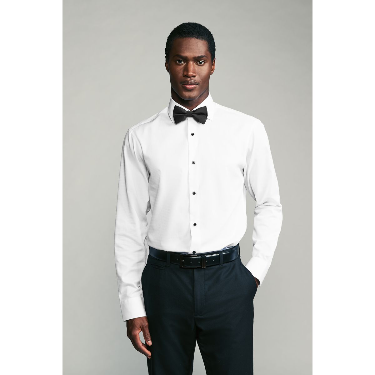Chemise à poignet et nœud papillon, ensemble nœud papillon blanc texturé/noir, NEXT