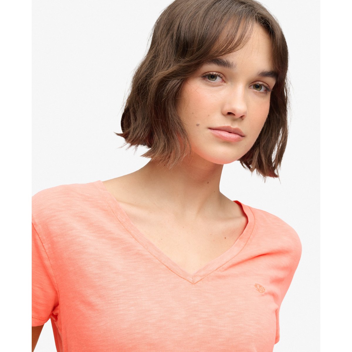T-shirt brodé corail fluo, SUPERDRY