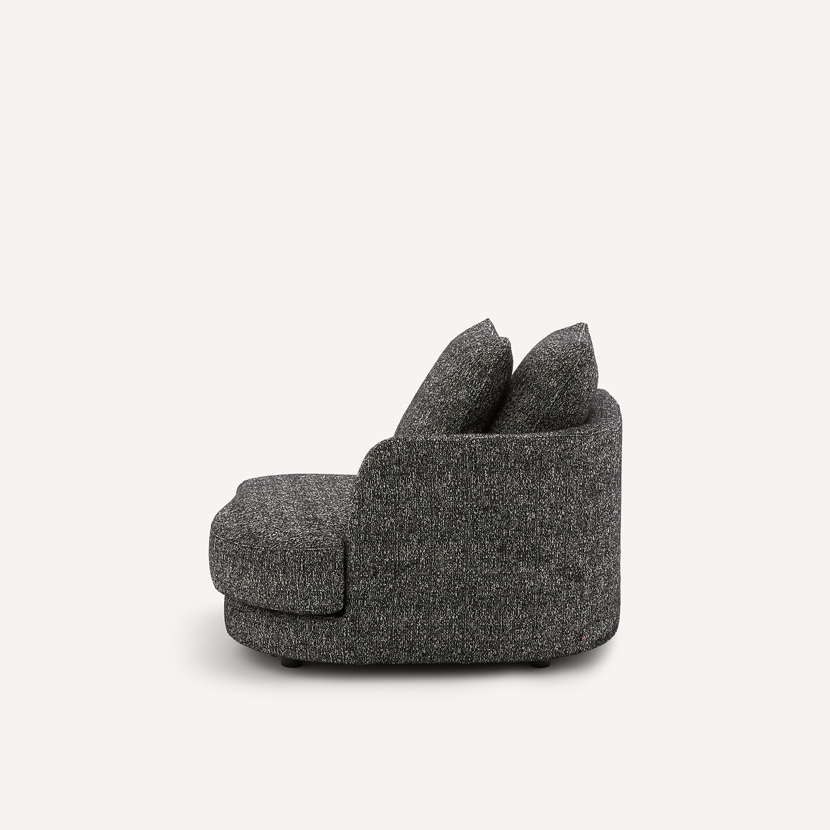 Demi-canapé droit, arrondi, modulable en bouclette, TIBERIO noir, AM.PM