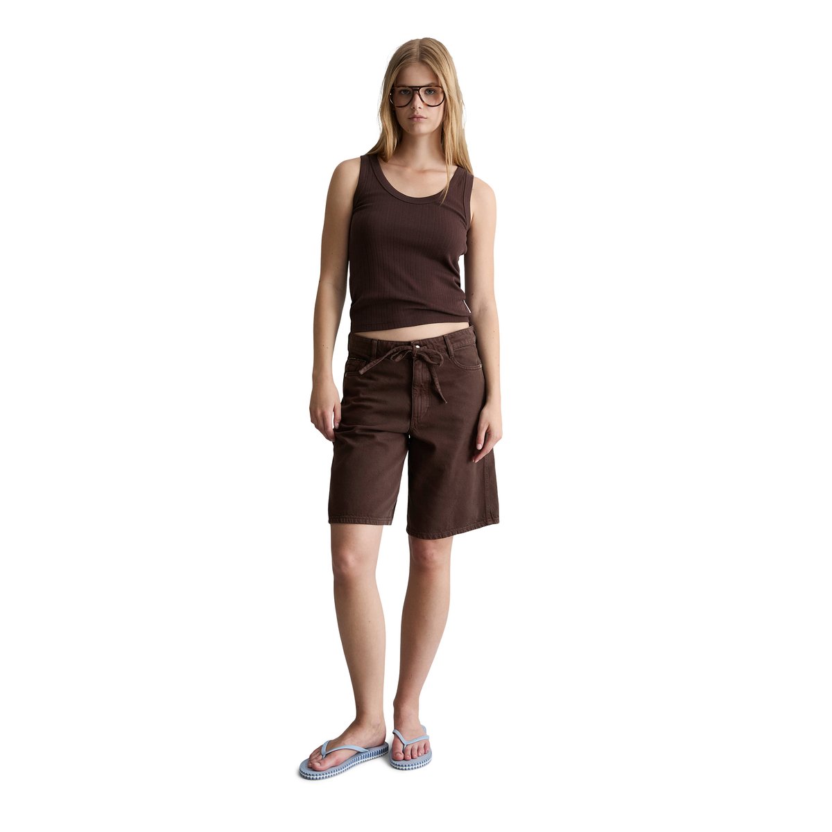 Pointelle-Top slim en jersey de coton doux rouge foncé, MARC O’POLO DENIM
