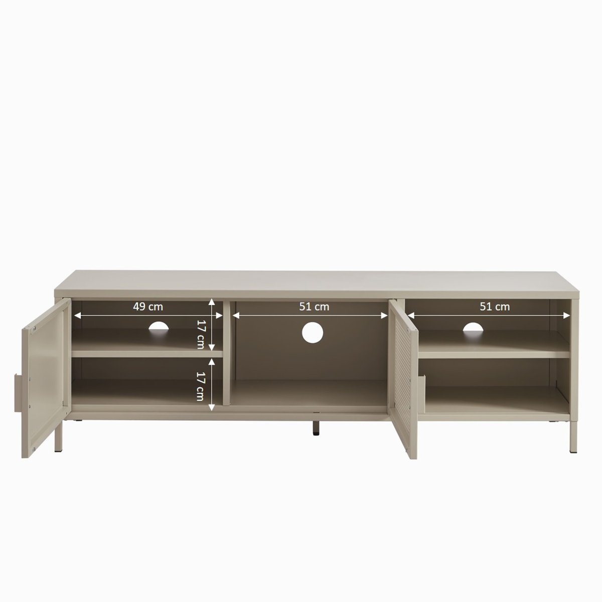 Meuble TV en acier 2 portes taupe, PANTONE