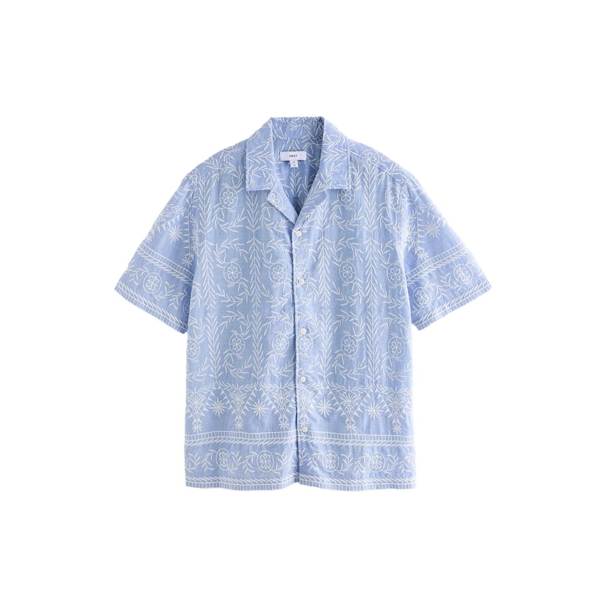 Chemise en chambray texturé à manches courtes bleu, NEXT