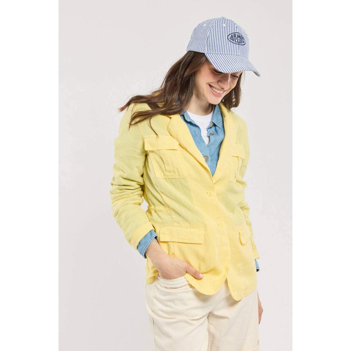 Veste saharienne en lin Sienna paille, TERRE & MER
