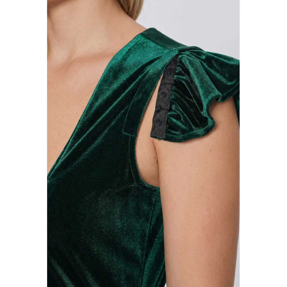 Dirndl en velours, col carré vert sapin, ULLA POPKEN