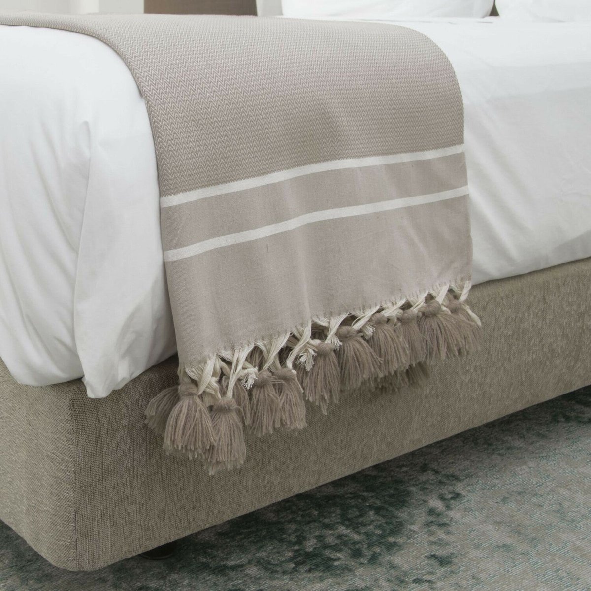 Plaid coton STOCKHOLM taupe, FEBRONIE