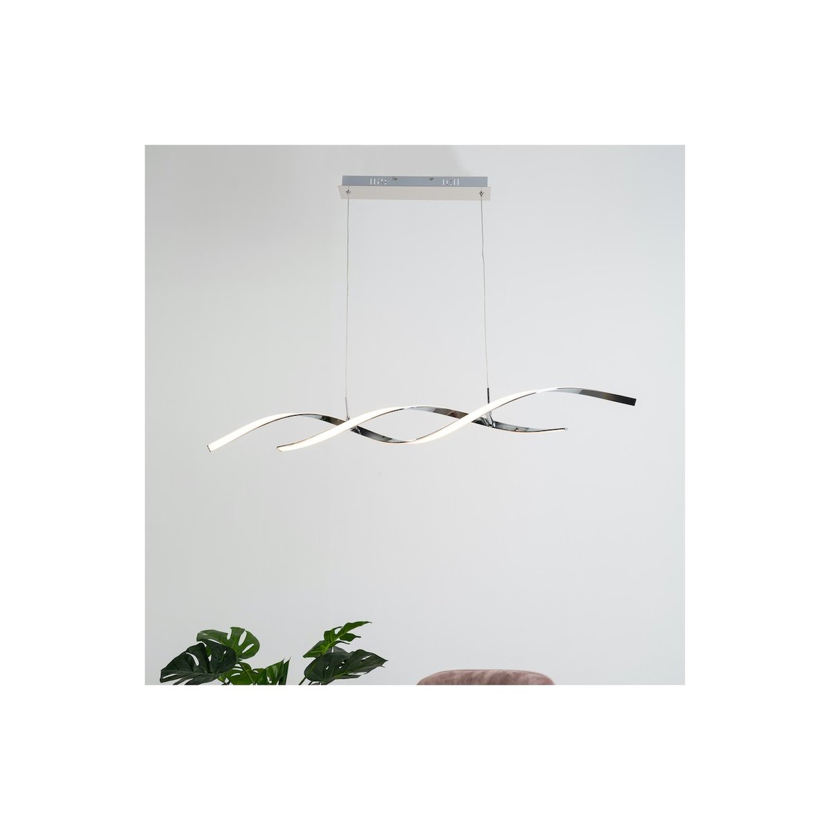 Grande suspension LED avec barres ondulées - GALBA argenté / chromé, KOSILUM
