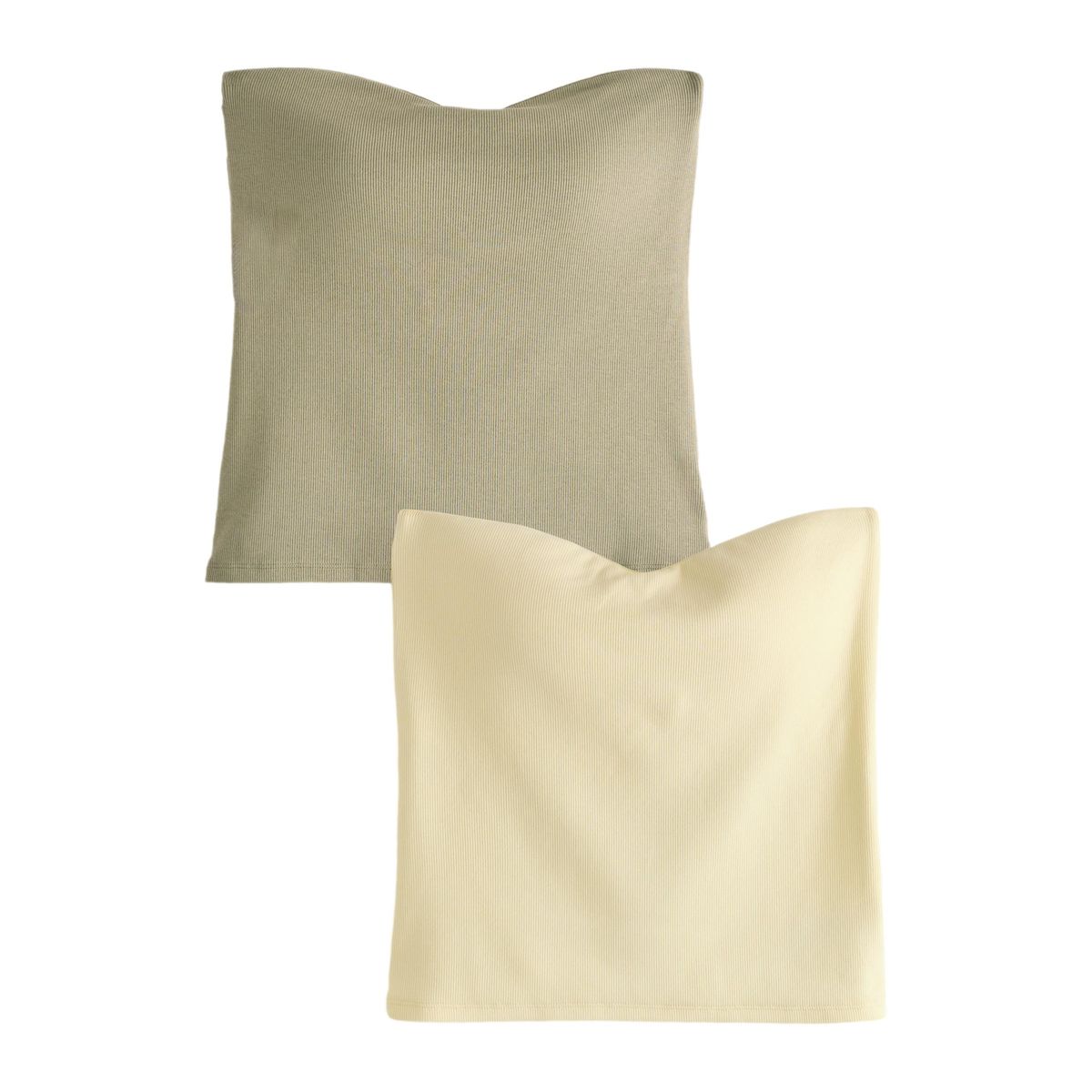 Top bandeau coton côtelé soutien intégré vert/jaune, NEXT