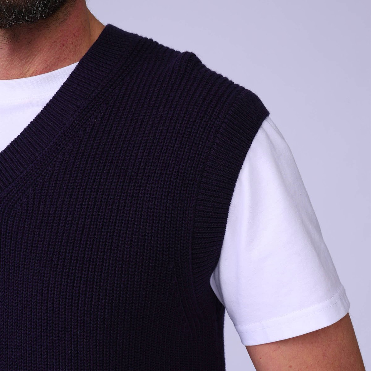 Pull sans manches Gilles bleu marine, MISE AU GREEN