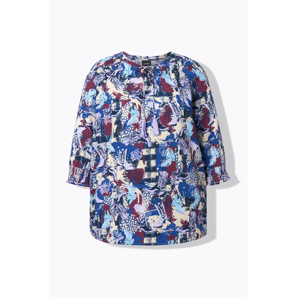 Blouse en cupro oversize, manches 3/4 mastic foncé, ULLA POPKEN
