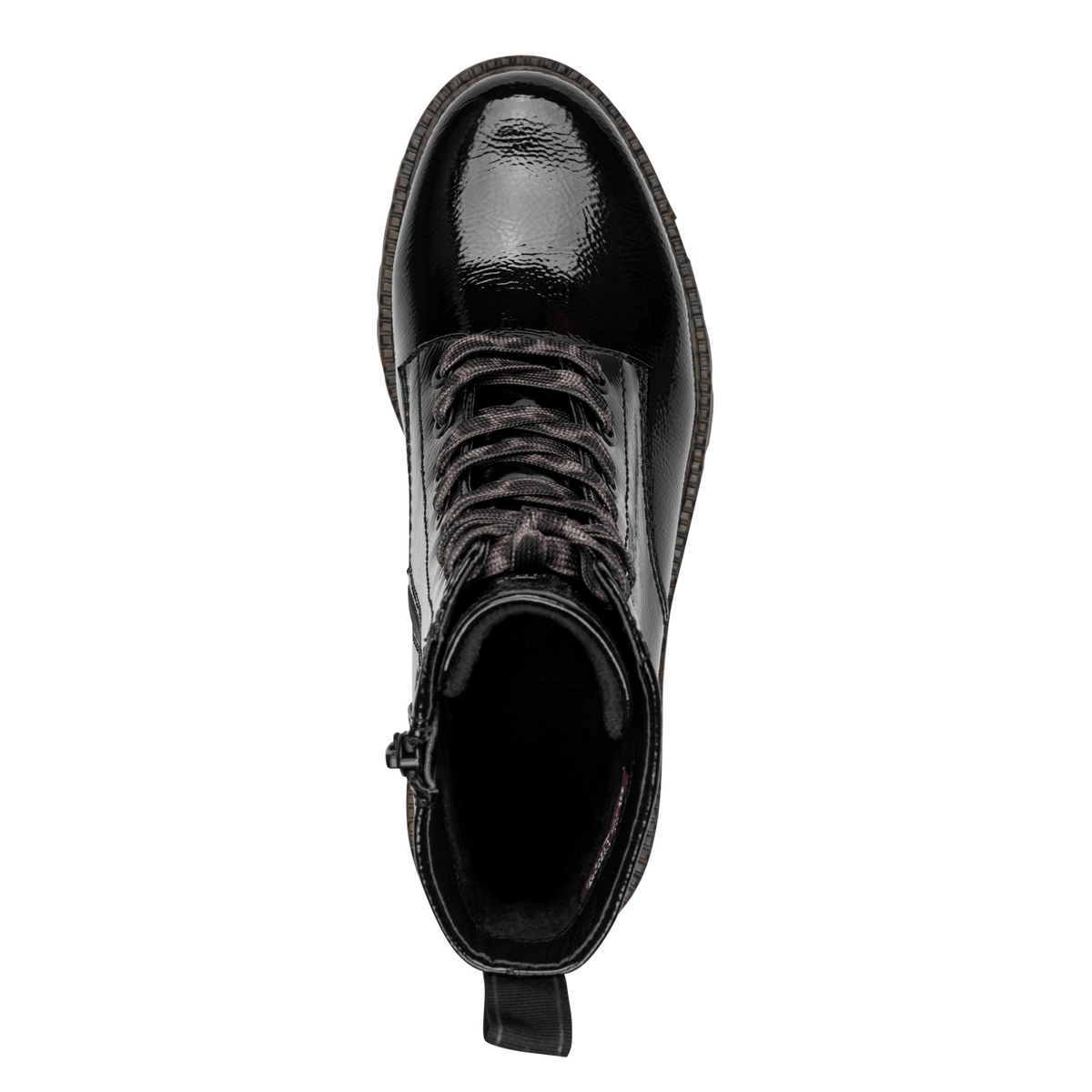 Bottine talon bloc noir laque, TAMARIS