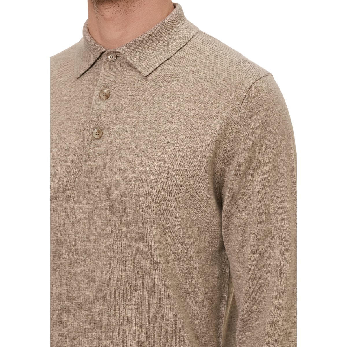 Polo en maille, coupe classique en laine vierge douce beige, MARC O'POLO