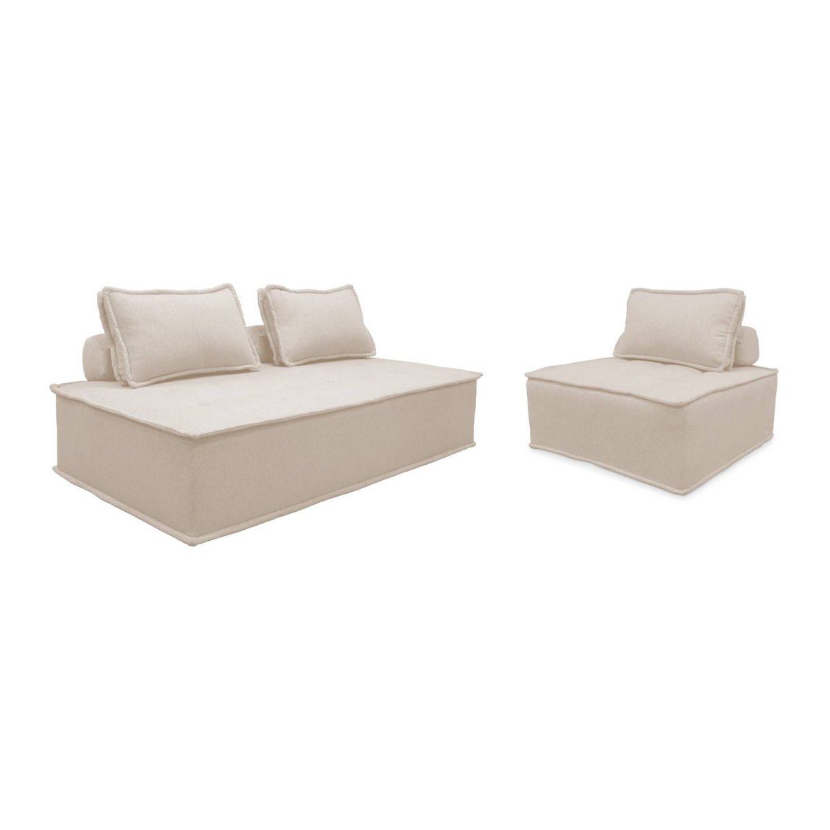 Ensemble chauffeuses pour canapé modulable 3 places tissu capitonné DAO crème, SWEEEK