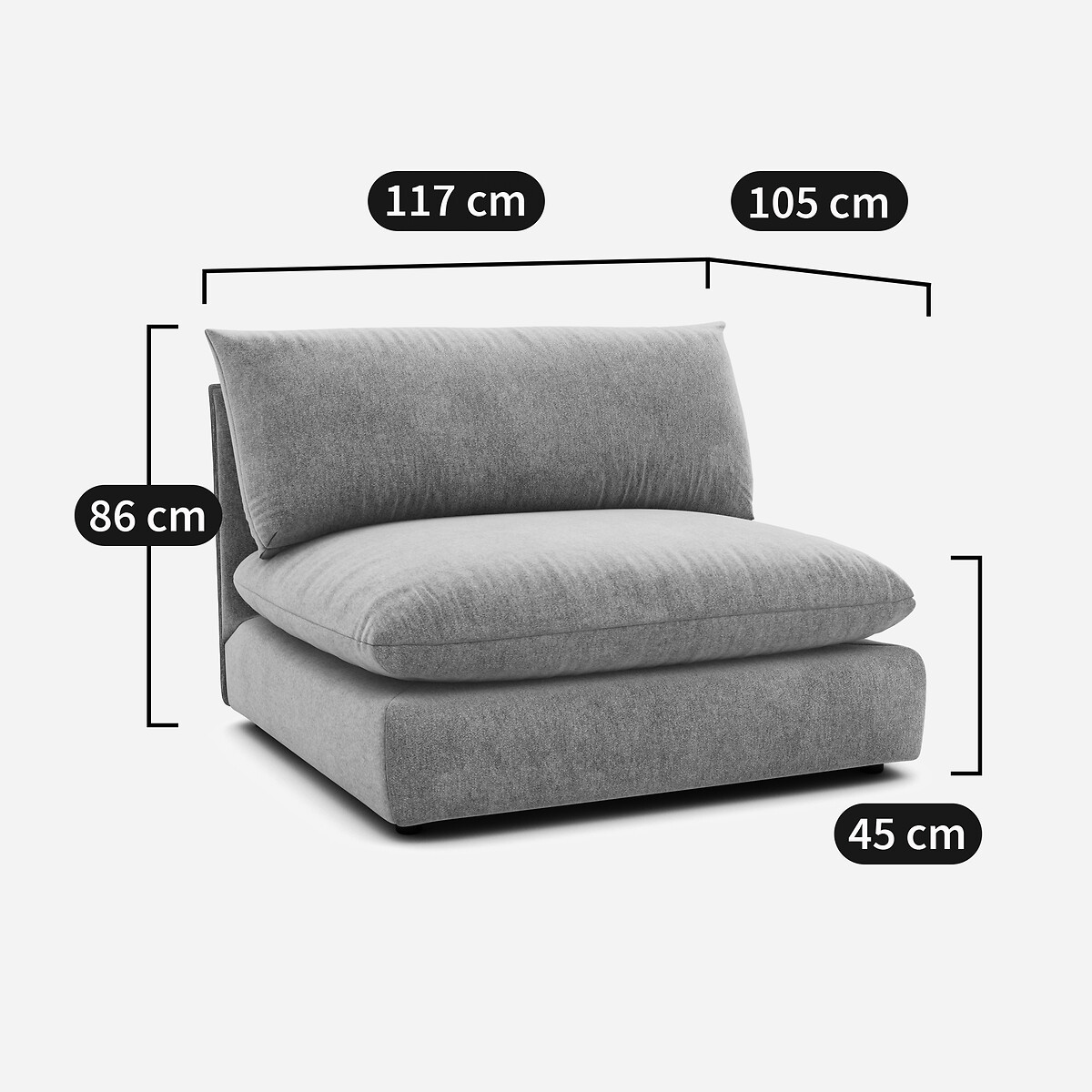 Élément chauffeuse pour canapé modulable, en polyester chiné, MALO ecru, LA REDOUTE INTERIEURS