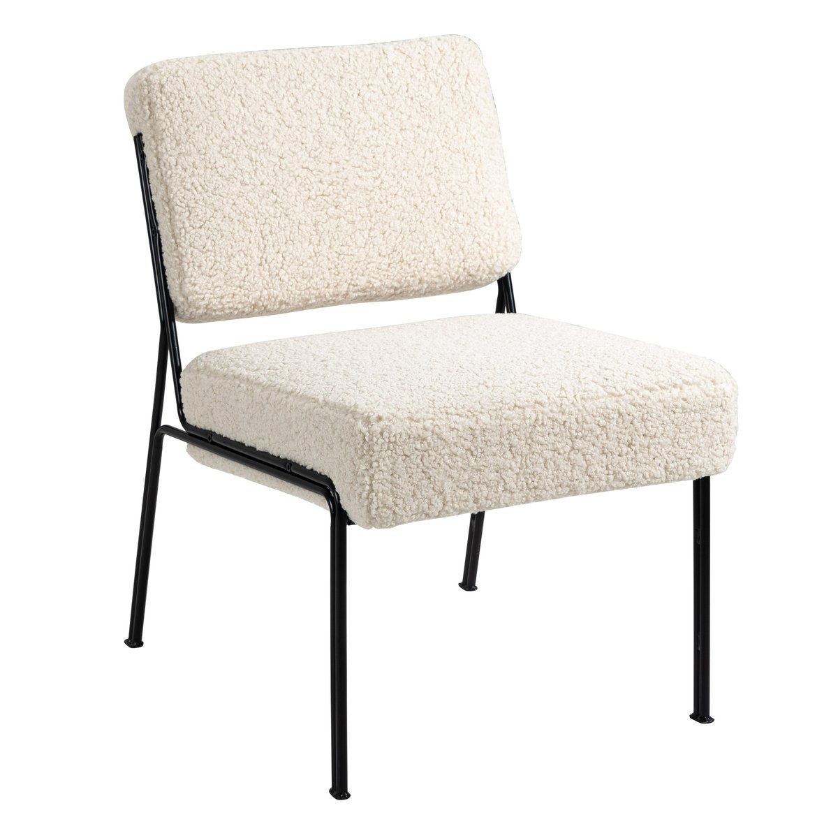 Fauteuil de salon en bouclette, NAIROBI blanc cassé, NORDLYS
