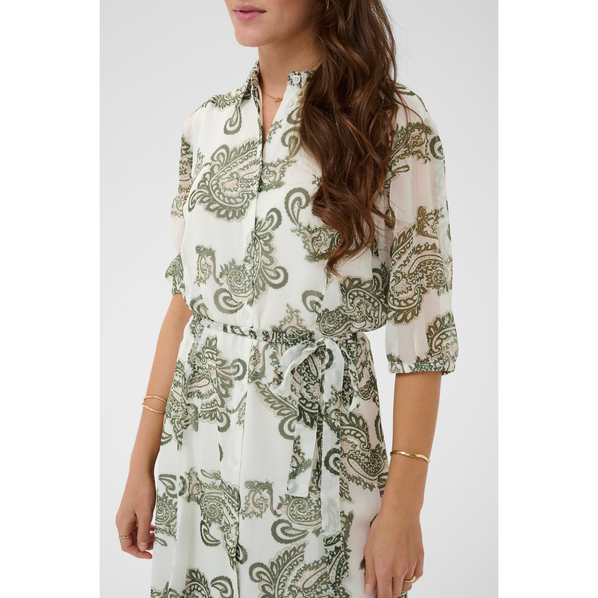 Robe vert dark green paisley, CREAM