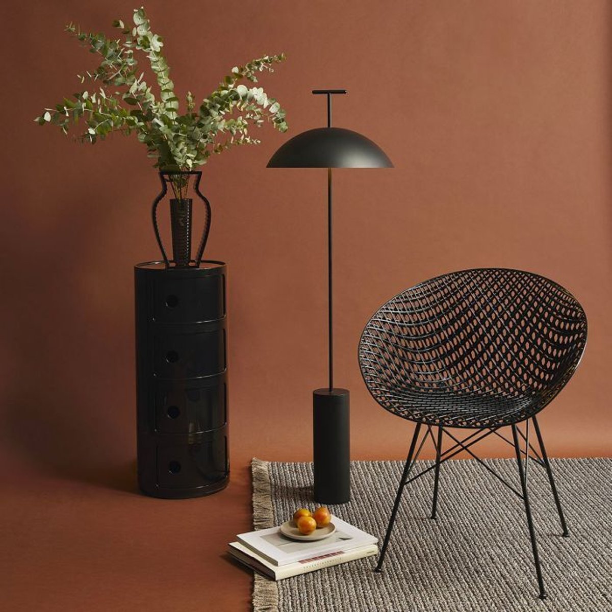 Meuble de rangement 4 portes COMPONIBILI noir brillant, KARTELL