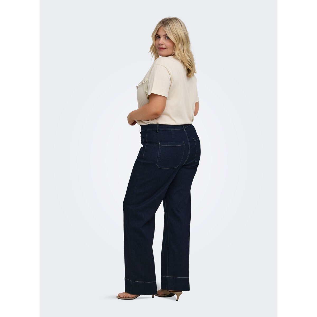 Jean À Jambe Large dark blue denim, ONLY CARMAKOMA