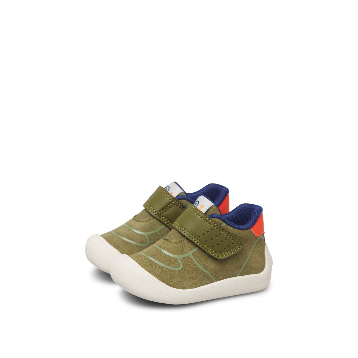Chaussures premiers pas en simili cuir FREE 2 VL. kaki-orange, FALCOTTO
