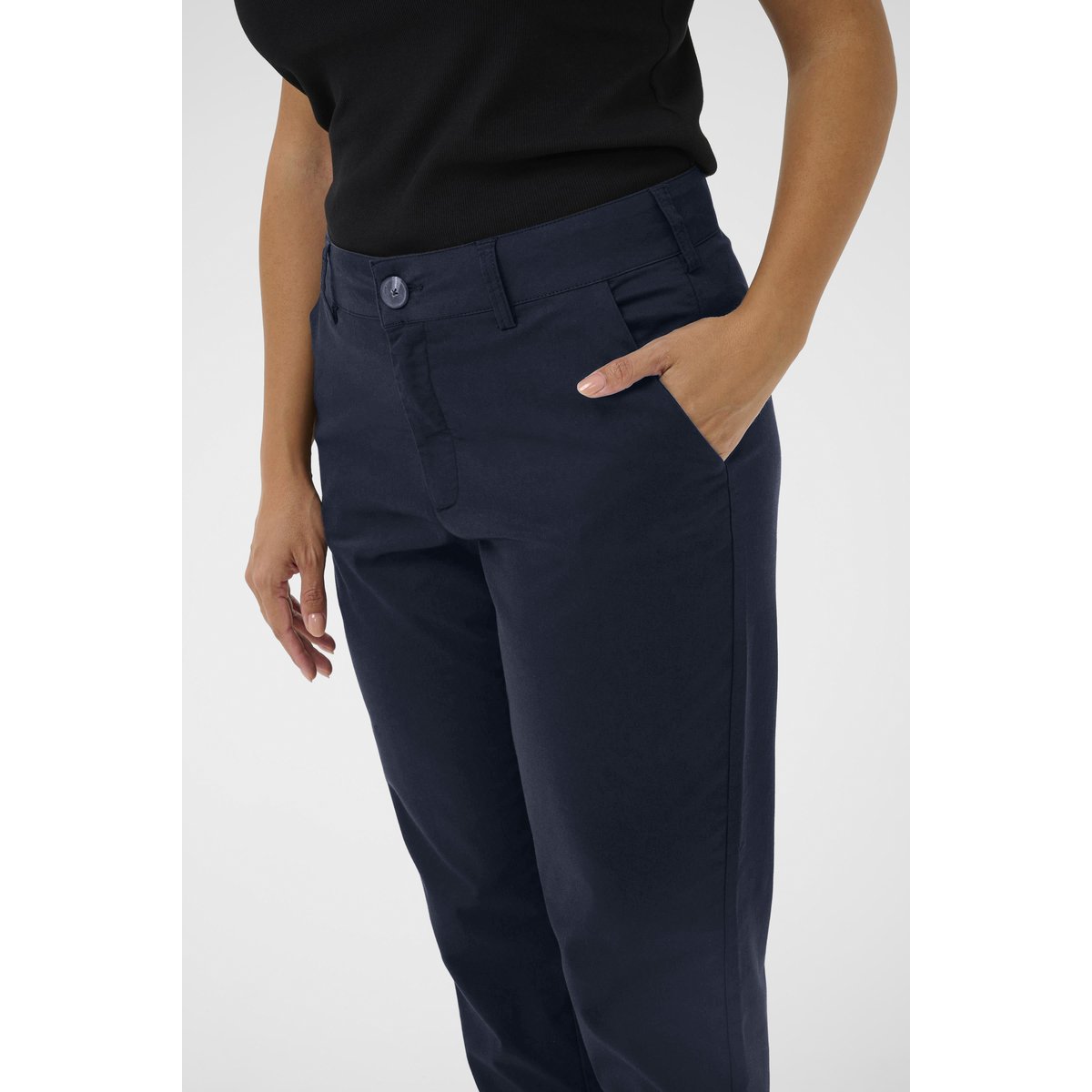 Pantalon casual bleu midnight marine, KAFFE CURVE