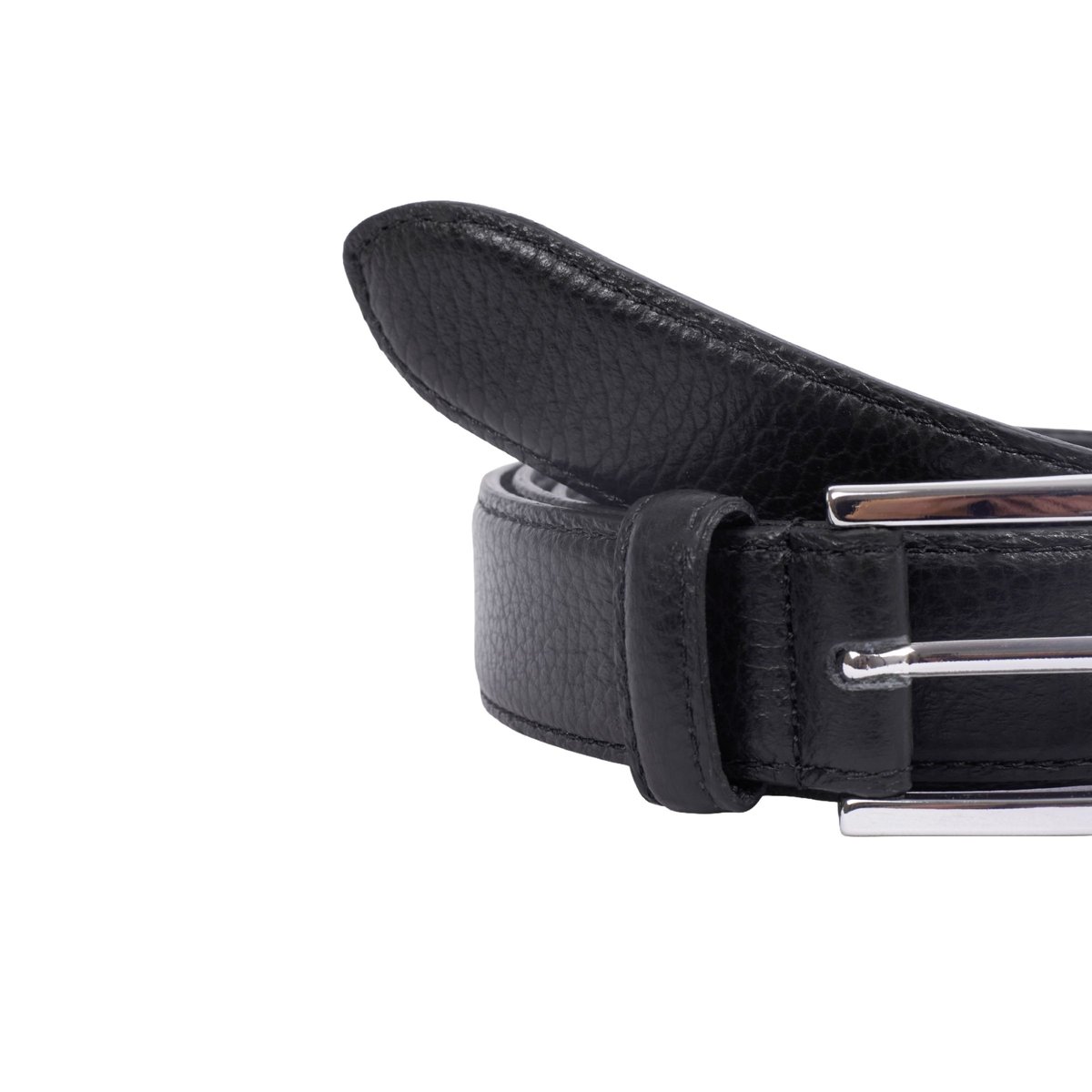 Ceinture Oscar cuir grainé noir, JULES & JENN