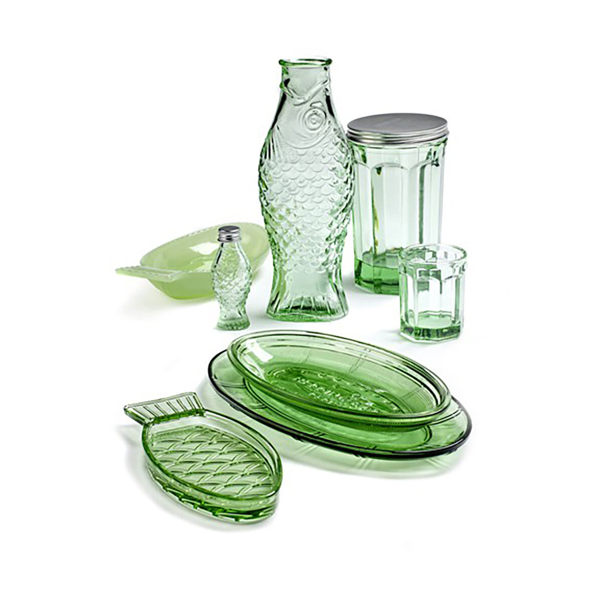 Carafe en verre Fish vert, SERAX