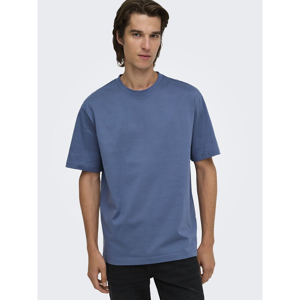 T-shirt ampia girocollo blu vintage, ONLY & SONS