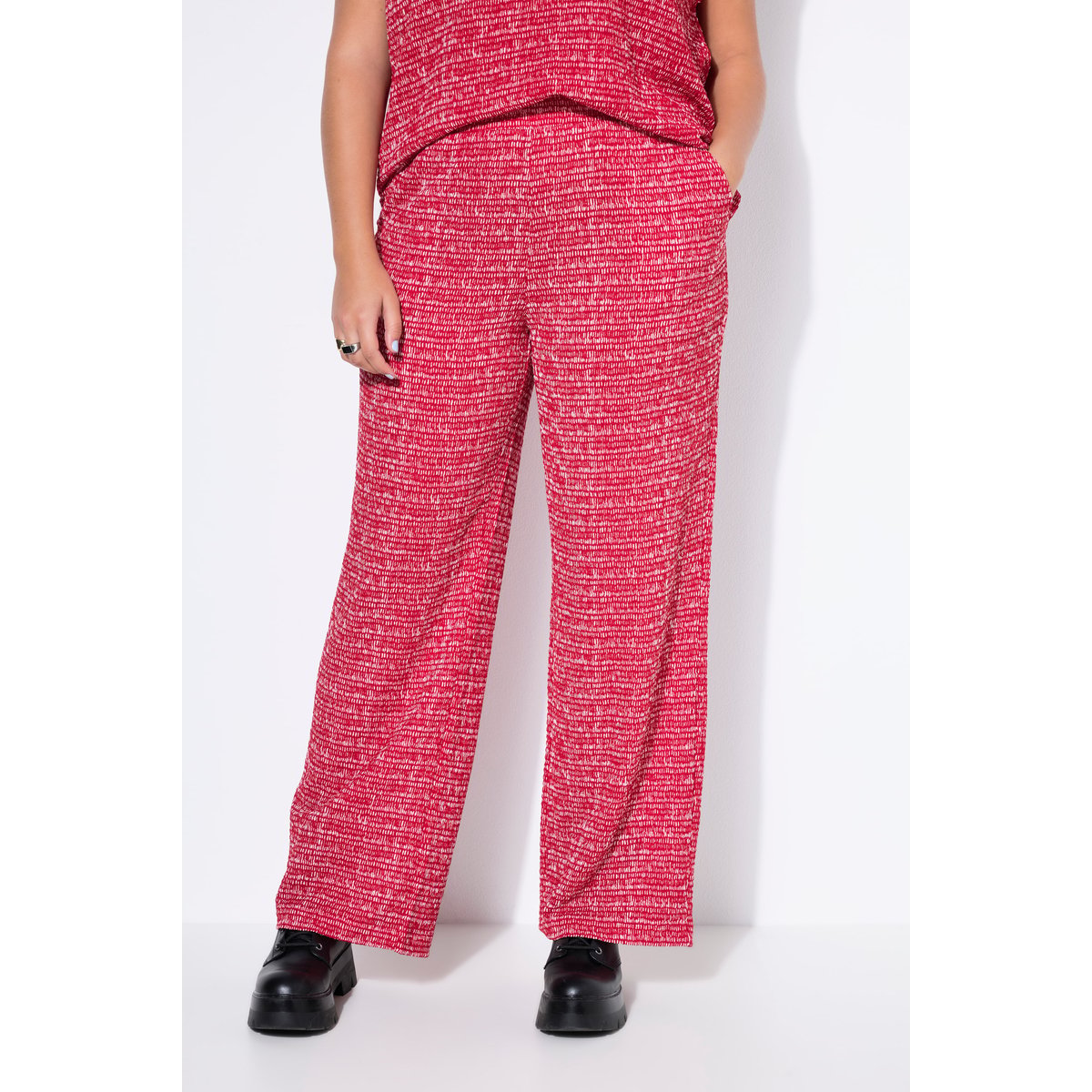 Pantalon large à taille élastique rouge pomme, STUDIO UNTOLD