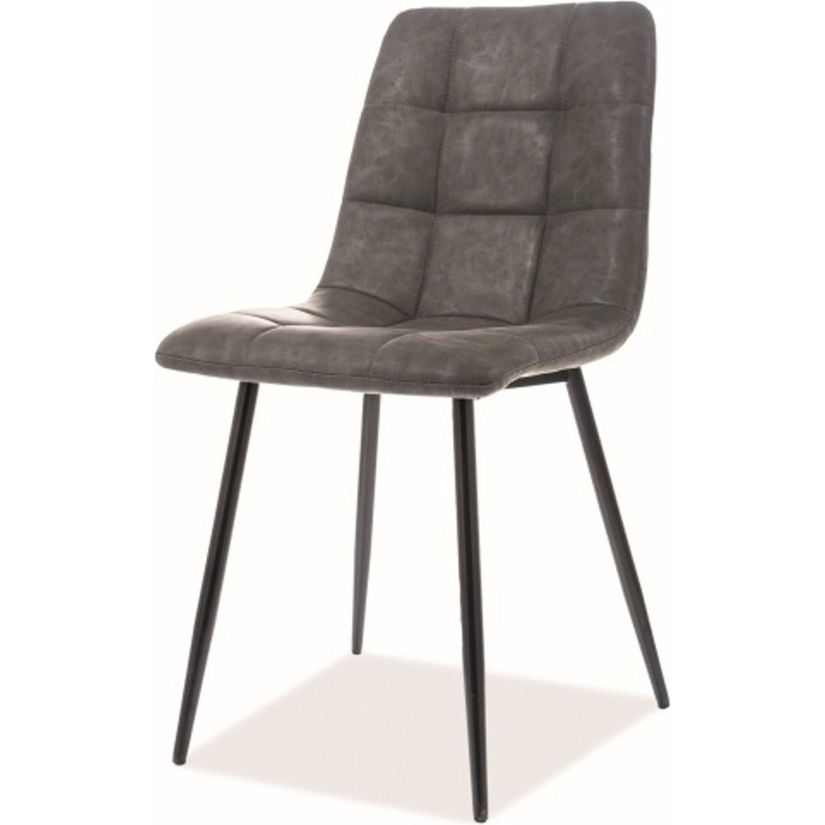 Chaise matelassée collection VIRVE gris effet cuir patiné et noir mat, RECOLLECTION