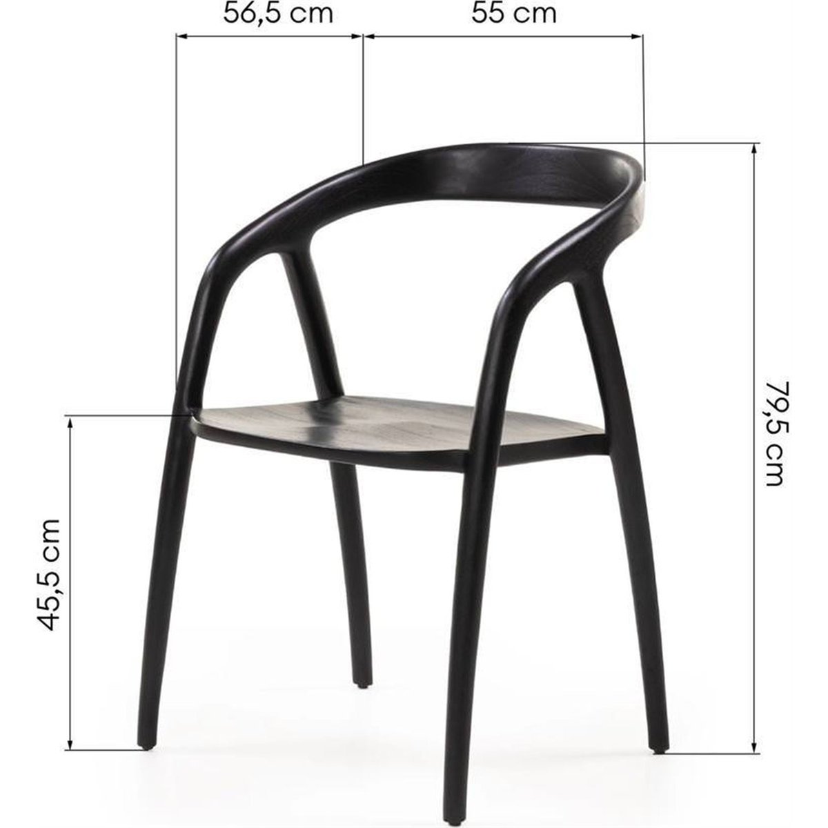 Chaise arrondie en teck collection NIBI OKA noir, RECOLLECTION