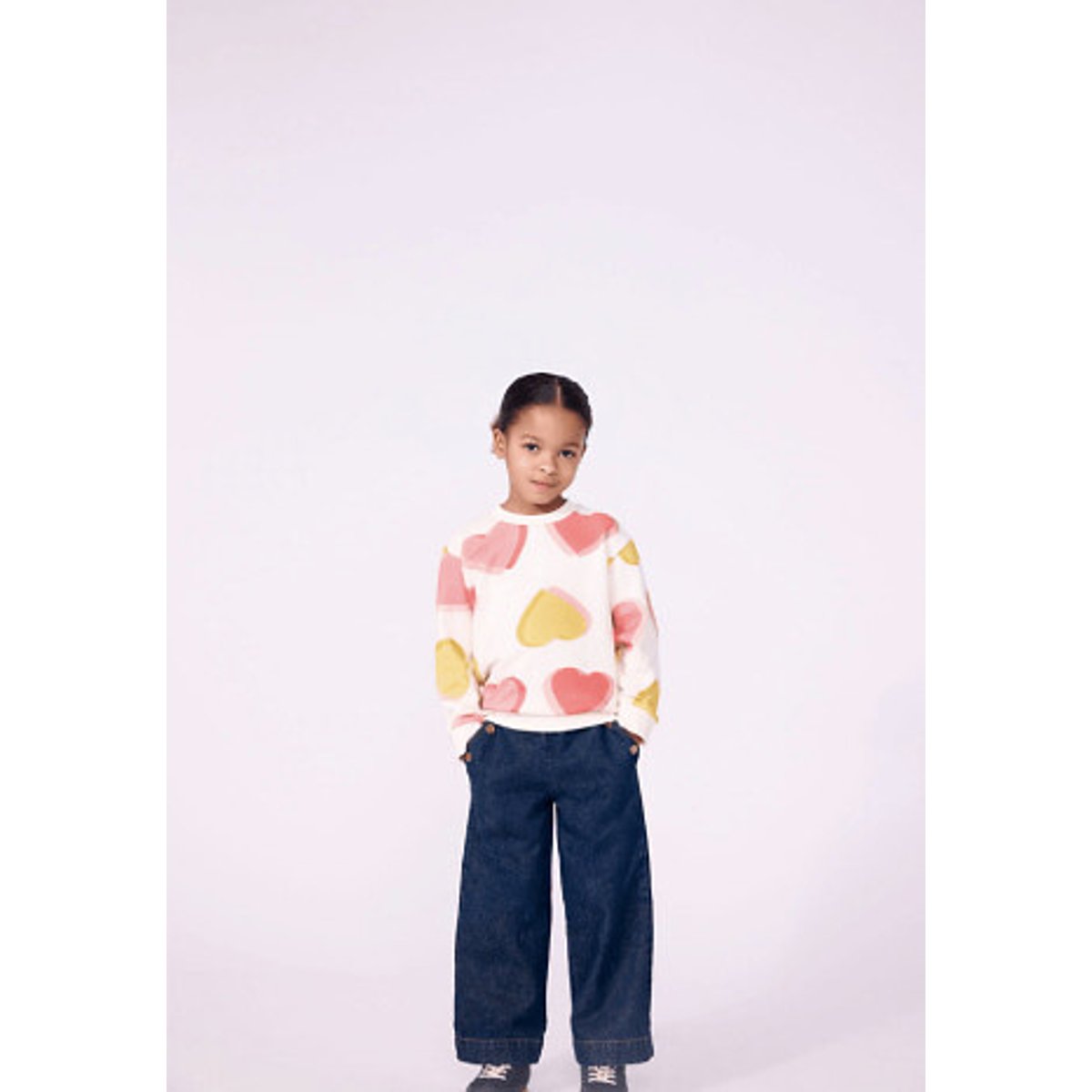 Sweat en coton, imprimé coeurs imprimé coeur, PETIT BATEAU
