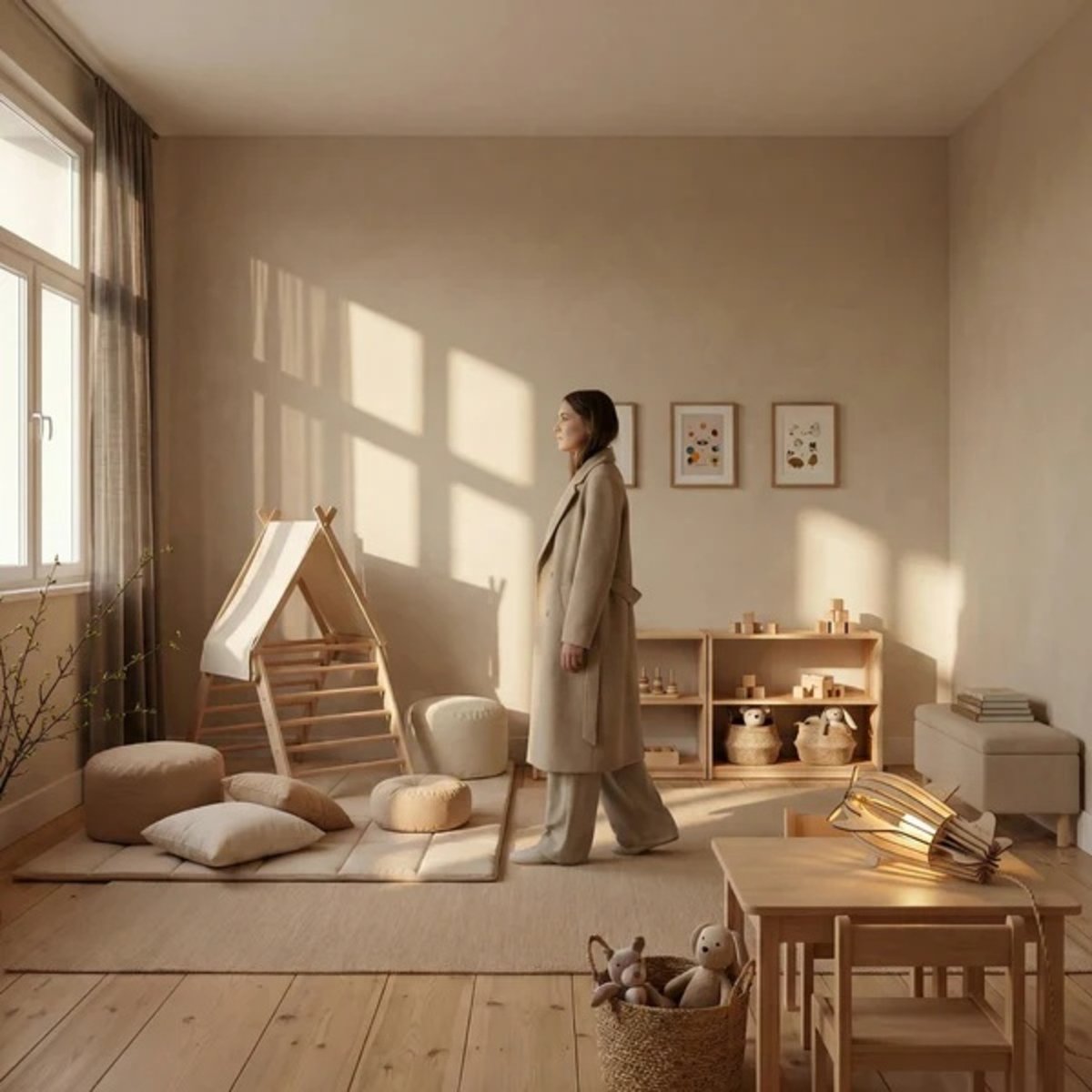 Lampe de table en bois de peuplier ANTOINE bois clair, ATELIER LOUPIOTE
