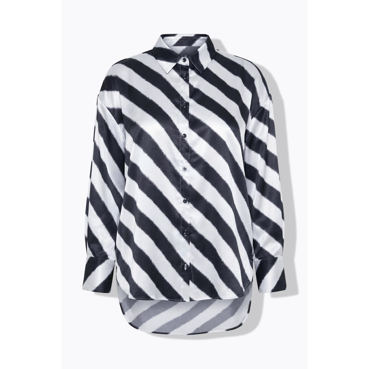 Chemisier oversize en satin, à rayures noir, STUDIO UNTOLD