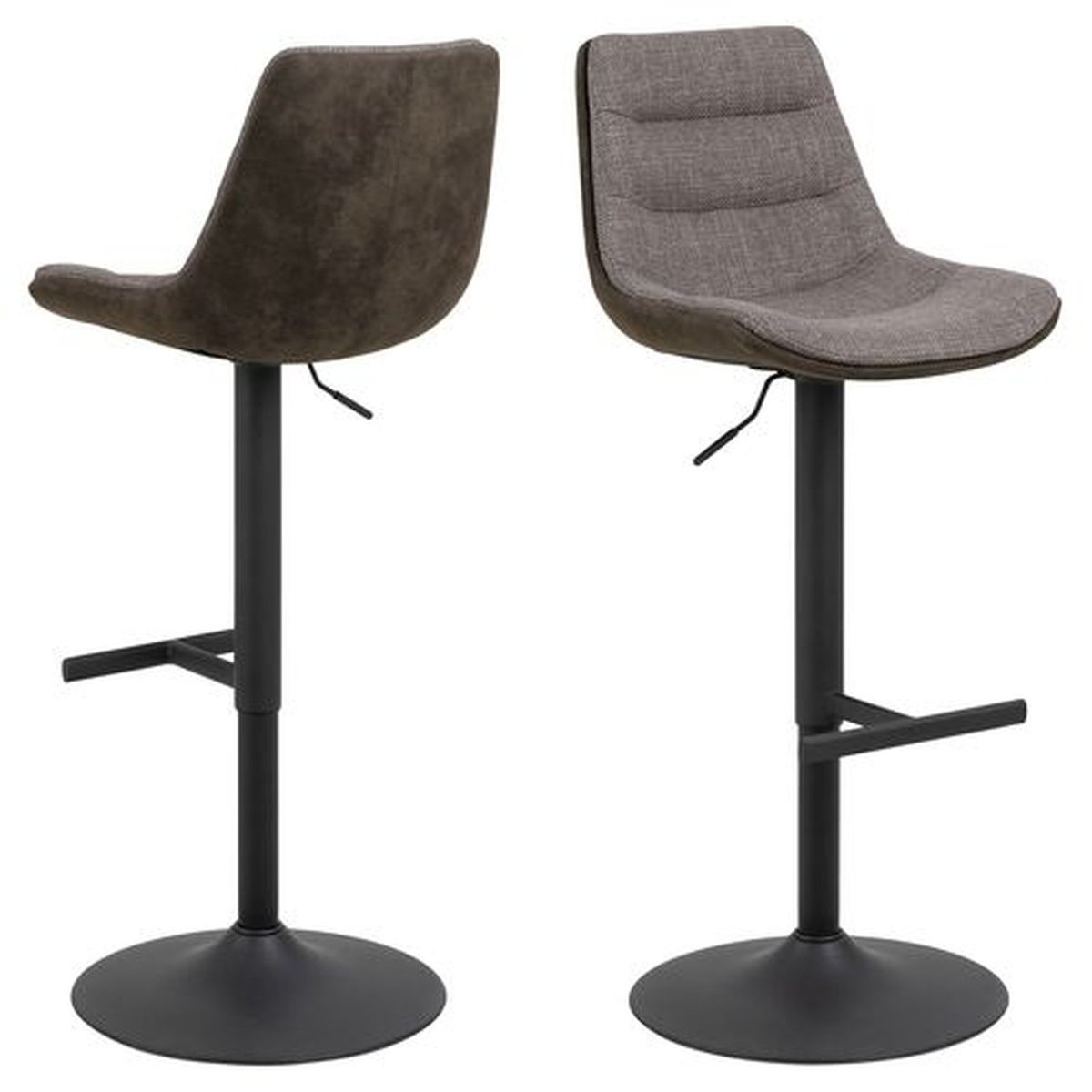 Lot de 2 chaises de bar réglables en tissu et acier TORSTEN gris, TOILINUX