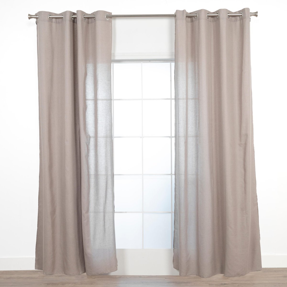 Rideau tamisant en polyester et lin, AYDEN gris foncé, INSPIRE