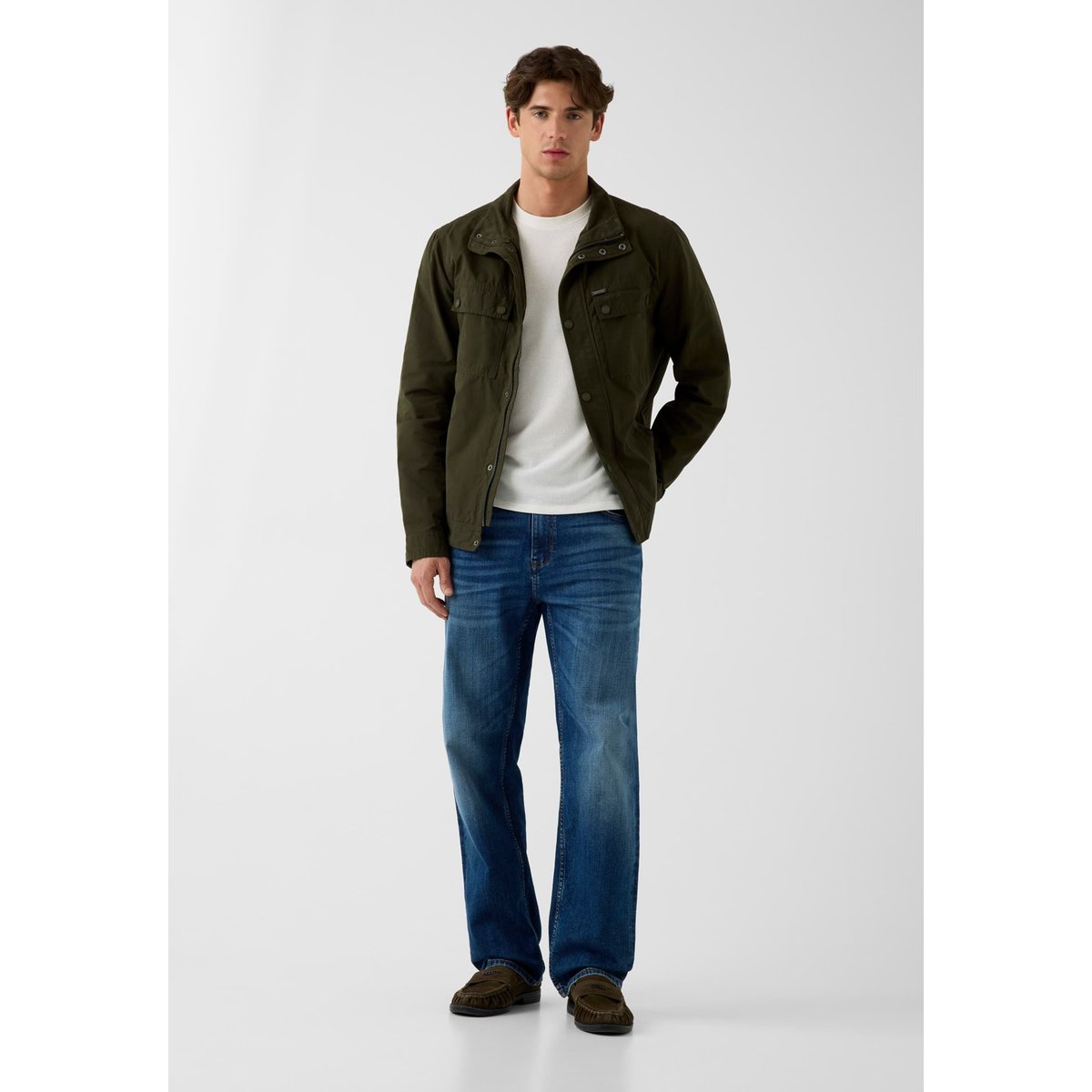 Veste À Col Montant vert foncé, GUESS