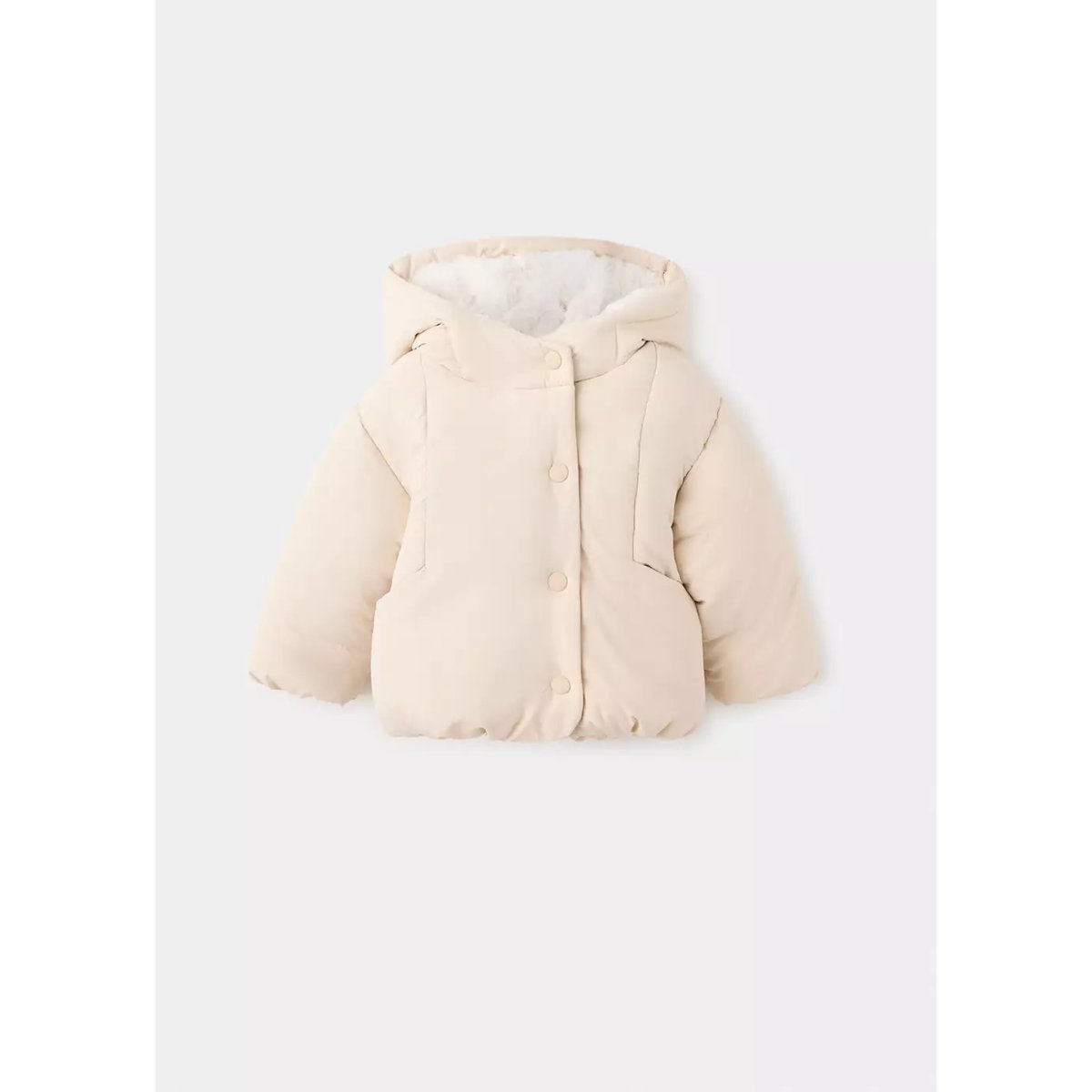 Anorak matelassé à capuche beige, MANGO BABY