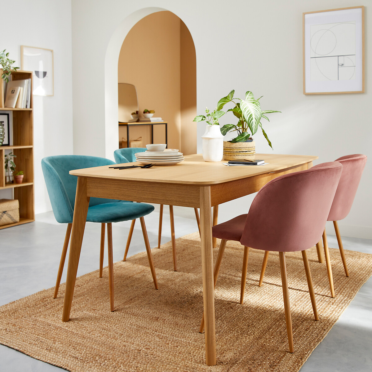 Table à manger, extensible, en chêne et plaqué, 4 à 10 couverts, BIFACE chêne, LA REDOUTE INTERIEURS