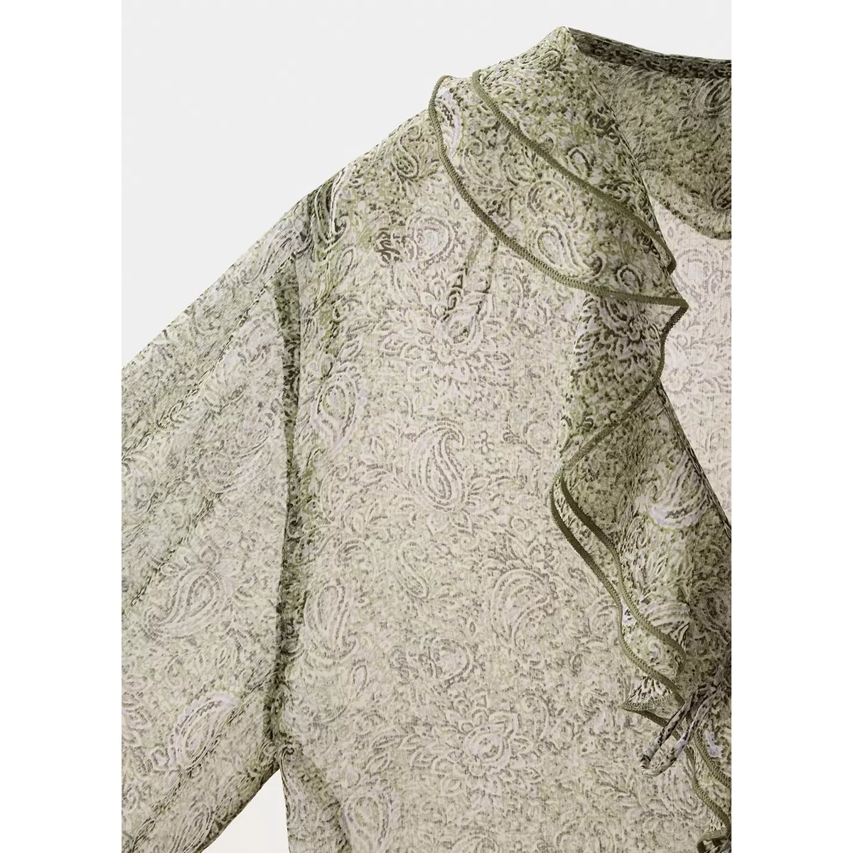 Blouse imprimée à volants vert, MANGO TEEN