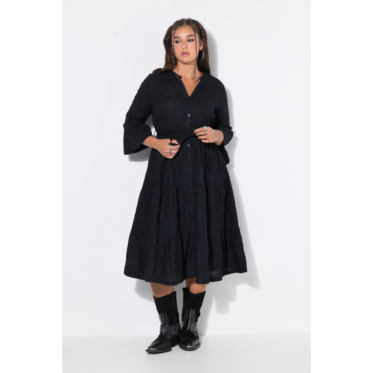 Robe midi, coupe confortable noir, STUDIO UNTOLD