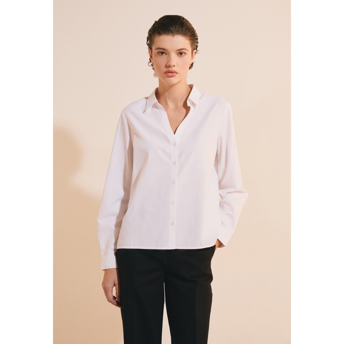 Chemise à manches longues en coton CABANA blanc, ETAM