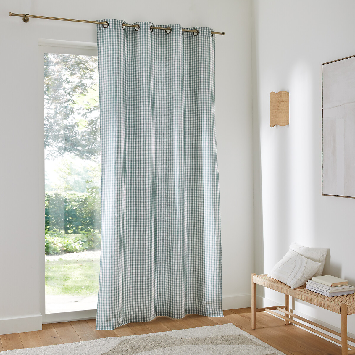 Rideau coton/lin vichy, œillets, Cottage vert de gris, LA REDOUTE INTERIEURS