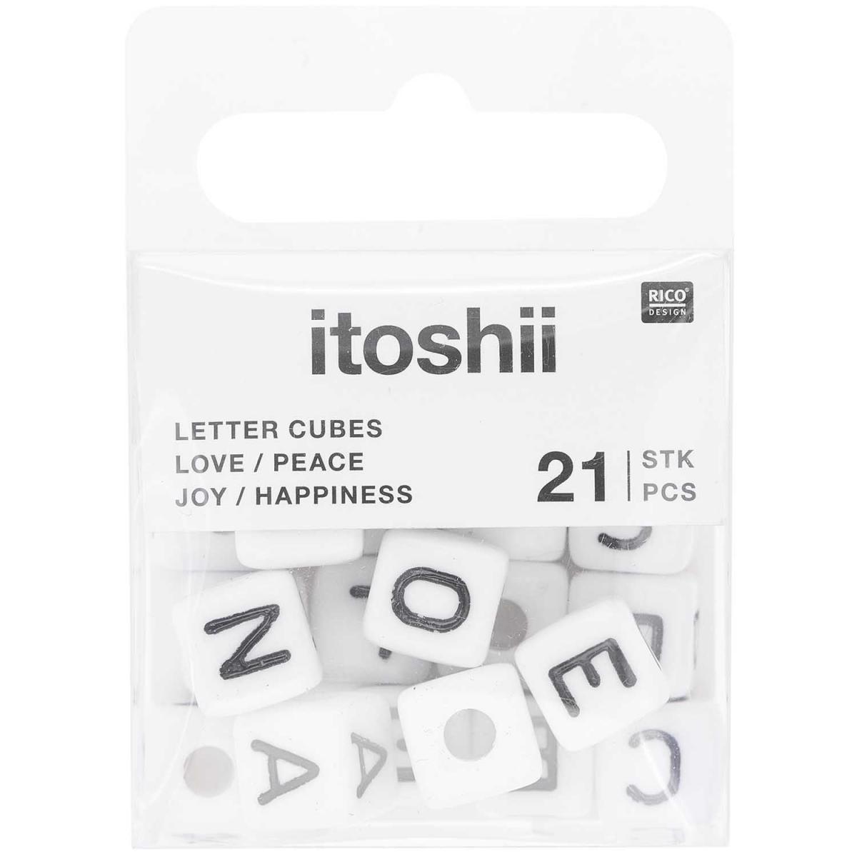 Itoshii pack 21 perles ponii love peace happiness joy couleur unique, RICO DESIGN
